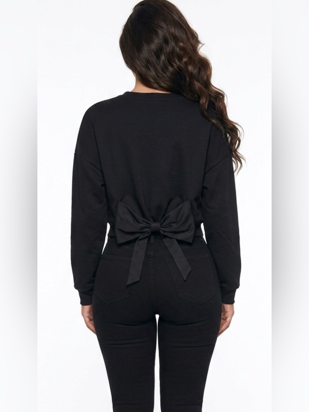 Black Bow-Back Women's Sweater - Picture 7 of 16